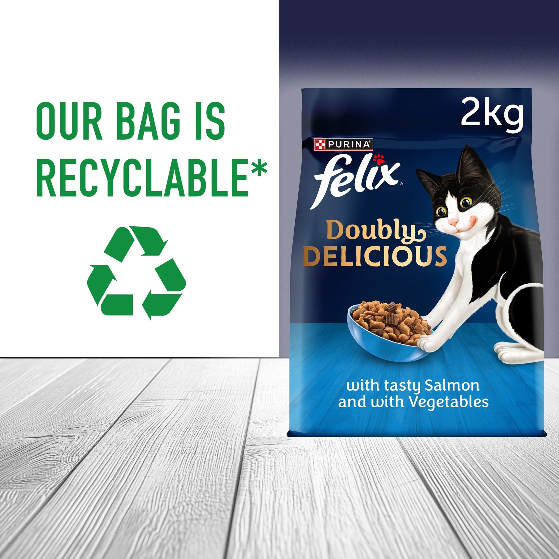 FELIX Doubly Delicious Salmon & Vegetables Dry Cat Food 2kg — image 4