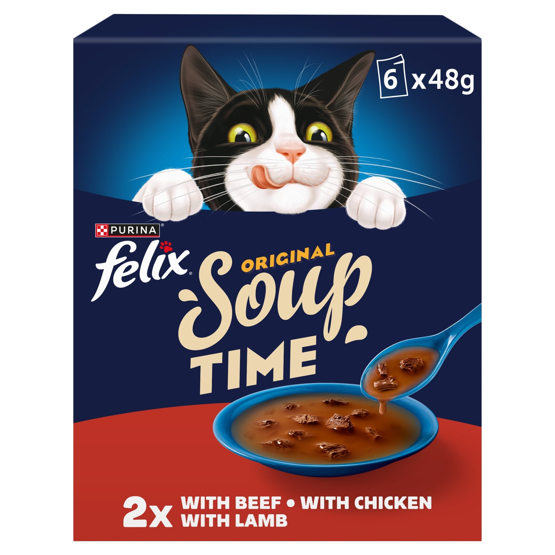 FELIX Soup Farm Selection Chicken; Beef and Lamb Wet Cat Food 6x48g — image 1