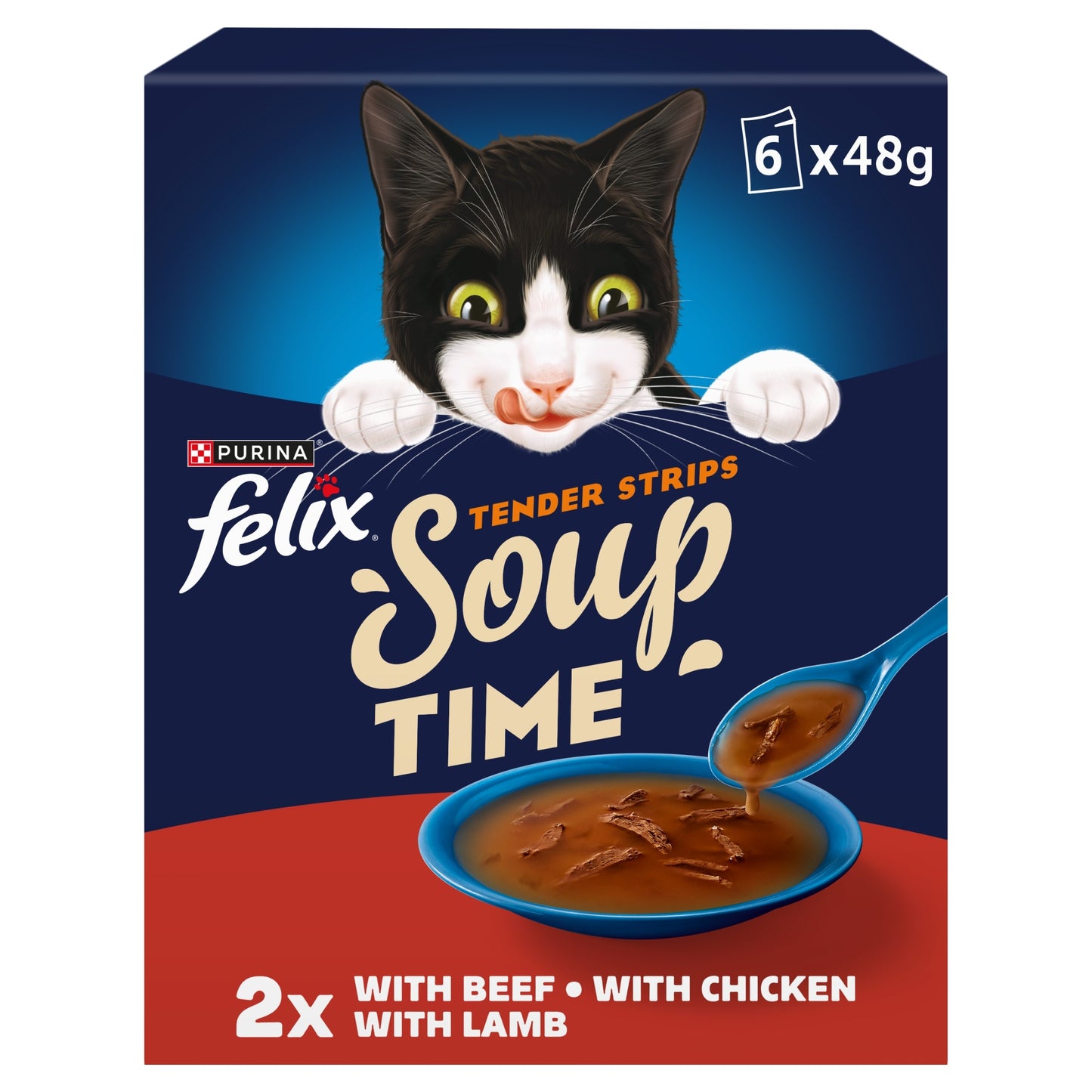 Felix Soup Tender Strips Meat Selection Cat Food 6X48g — image 1