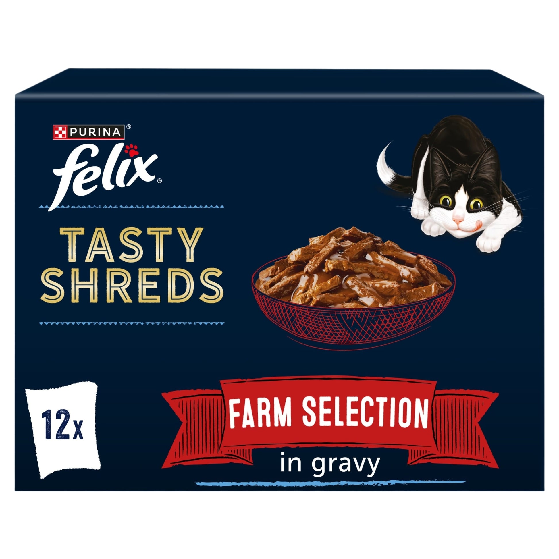 FELIX Tasty Shreds Farm Selection in Gravy Wet Cat Food 12x80g — image 1