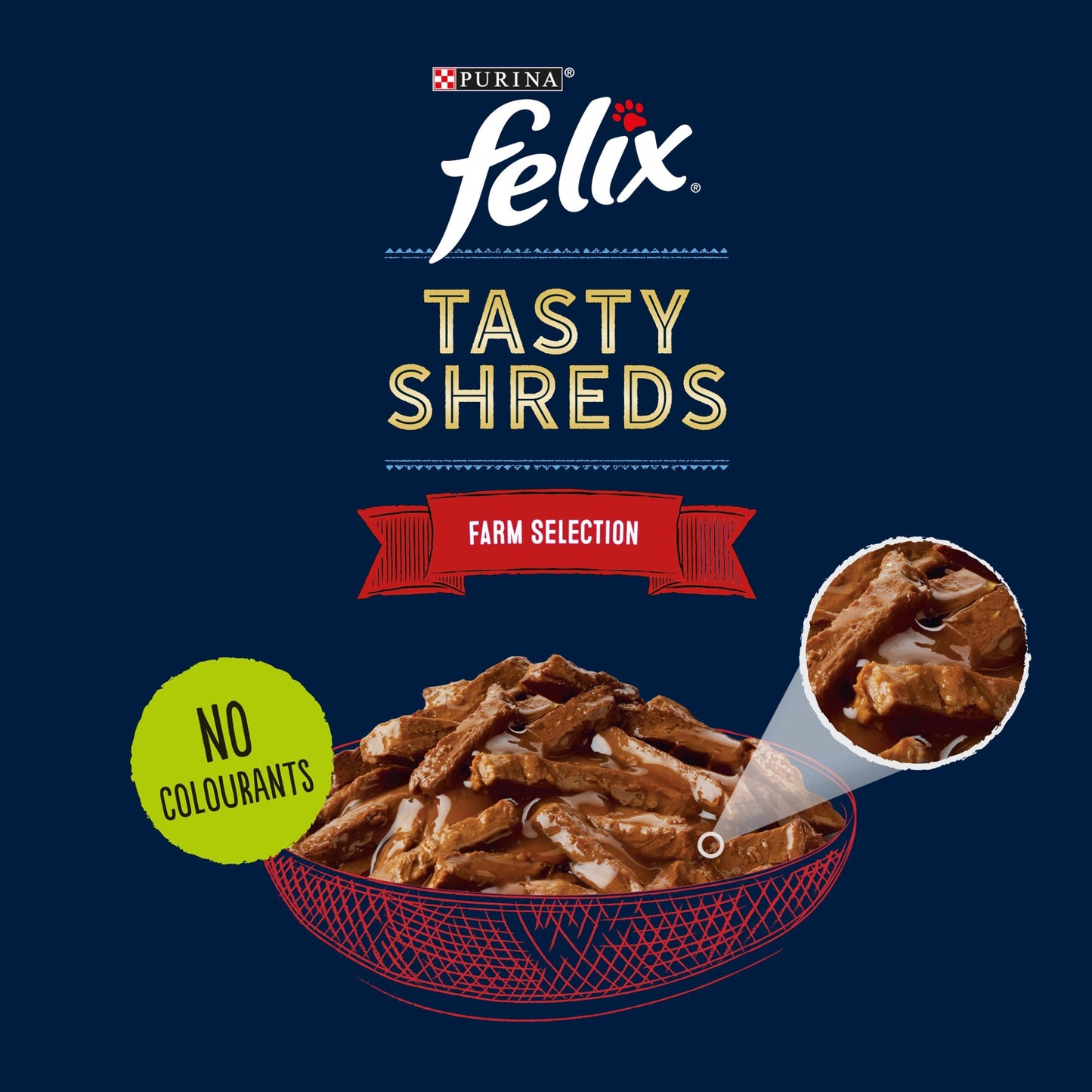 FELIX Tasty Shreds Farm Selection in Gravy Wet Cat Food 12x80g — image 2