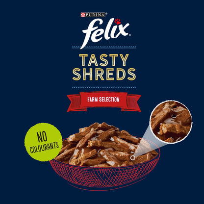 FELIX Tasty Shreds Farm Selection in Gravy Wet Cat Food 12x80g — image 2