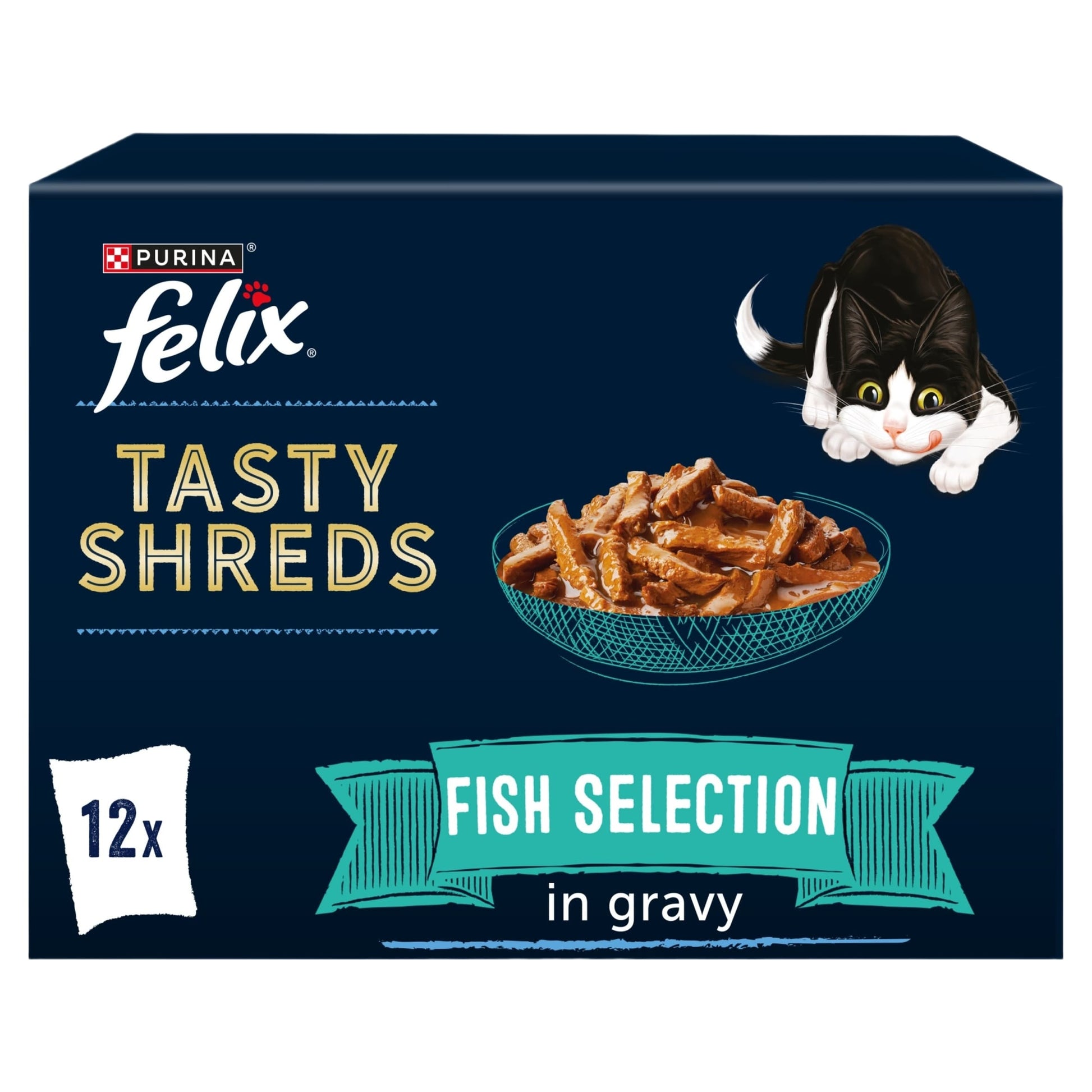 FELIX Tasty Shreds Fish Selection in Gravy Wet Cat Food 12x80g — image 1