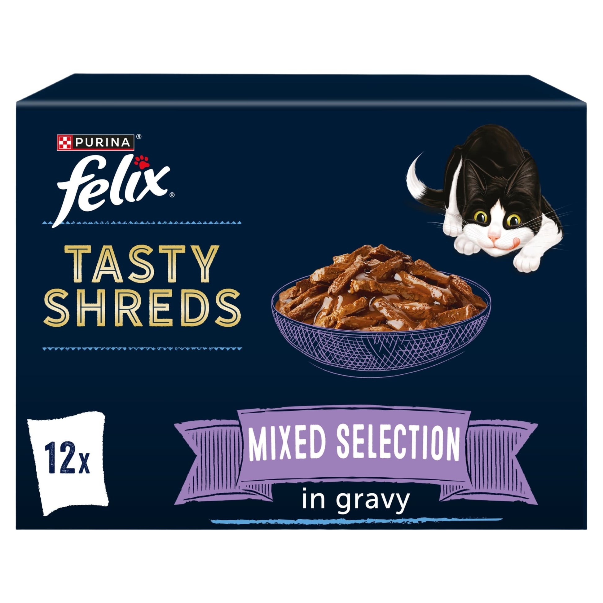 FELIX Tasty Shreds Mixed Selection in Gravy Wet Cat Food 12x80g — image 1