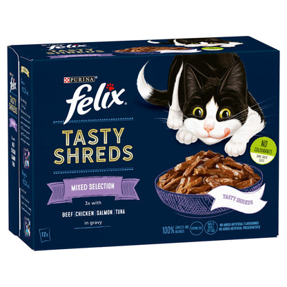 FELIX Tasty Shreds Mixed Selection in Gravy Wet Cat Food 12x80g — image 2