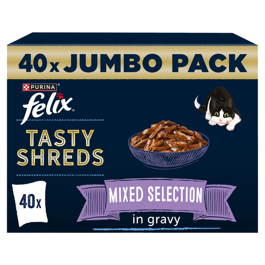 FELIX Tasty Shreds Mixed Selection in Gravy Wet Cat Food 40x80g — image 1