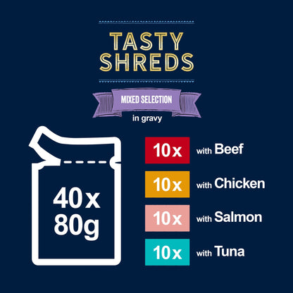 FELIX Tasty Shreds Mixed Selection in Gravy Wet Cat Food 40x80g — image 3
