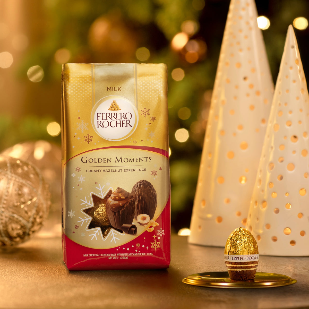 Ferrero Rocher Golden Winter Moments Milk Chocolate & Hazelnut 90g — image 3