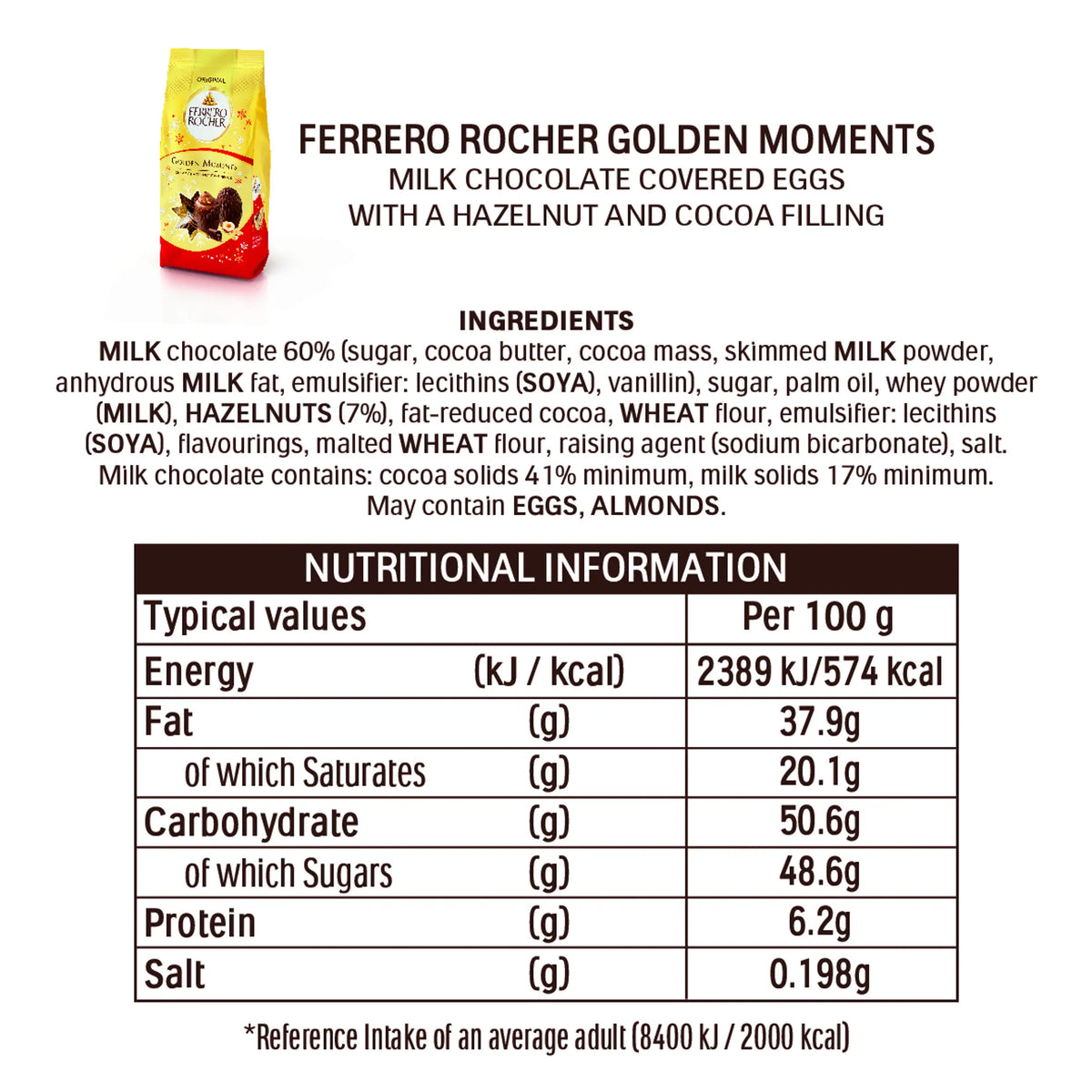 Ferrero Rocher Golden Winter Moments Milk Chocolate & Hazelnut 90g — image 5