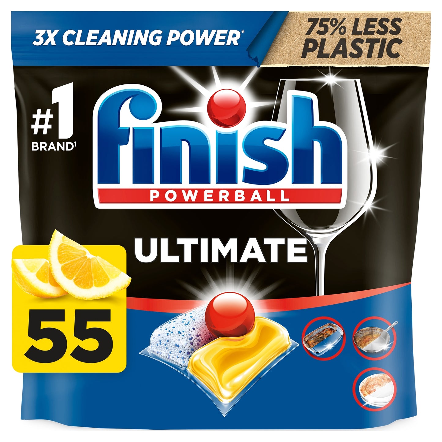 Finish Ultimate All In One Dishwasher Tablets - Lemon 55 Pack 709.5g — image 1