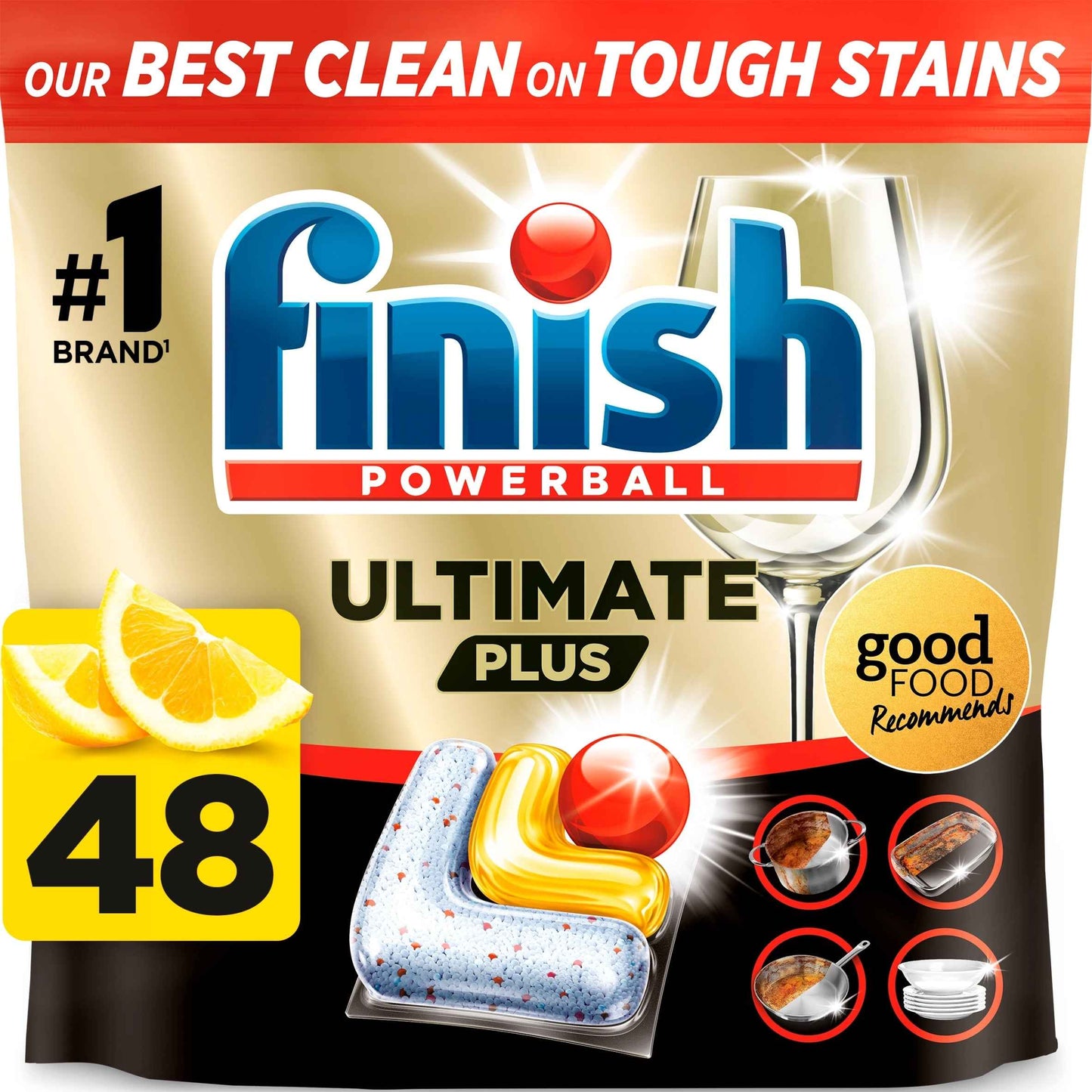 FINISH Ultimate Plus All In One 48 Dishwasher Tablets Lemon 585.6g