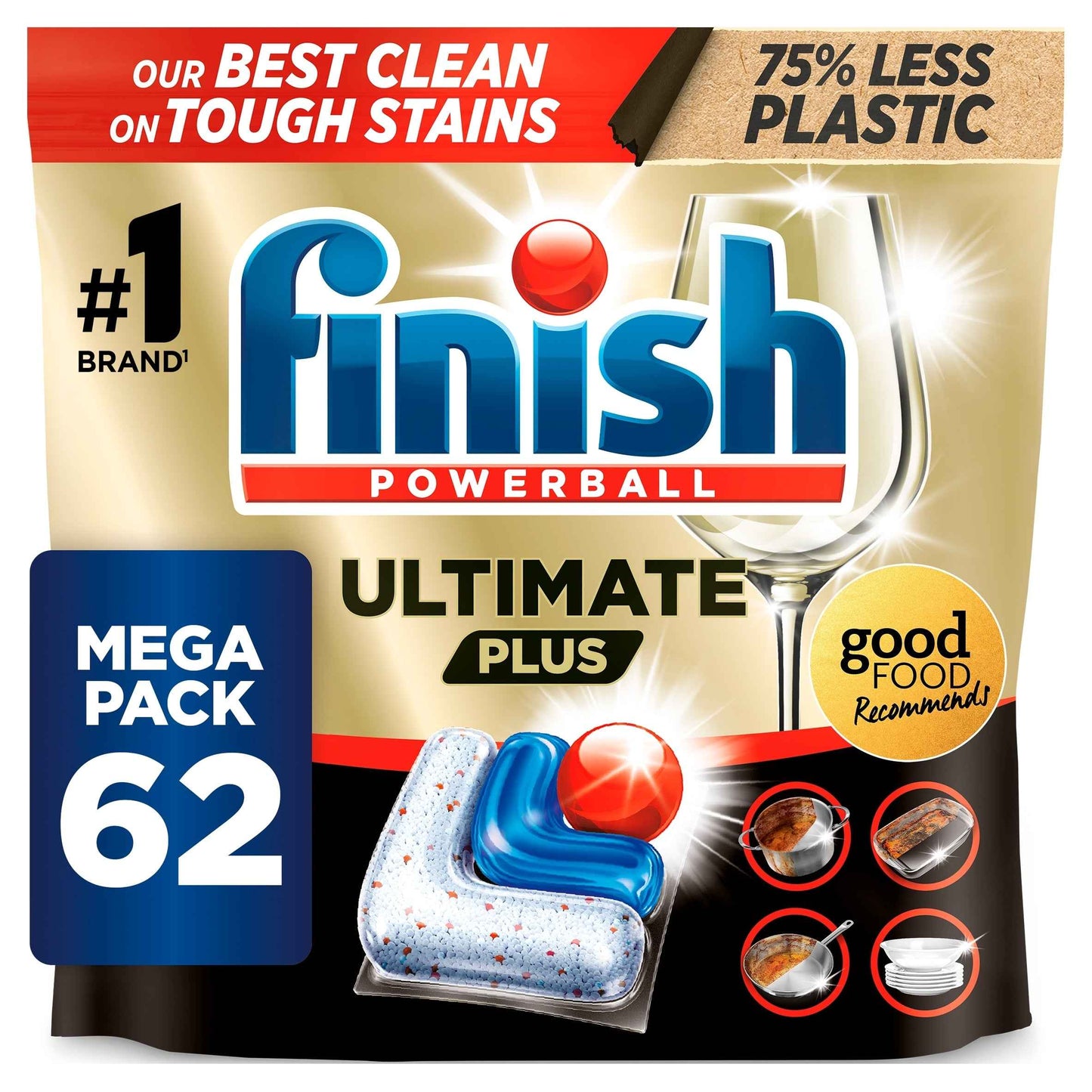 FINISH Ultimate Plus All In One 62 Dishwasher Tablets Regular 756.4g