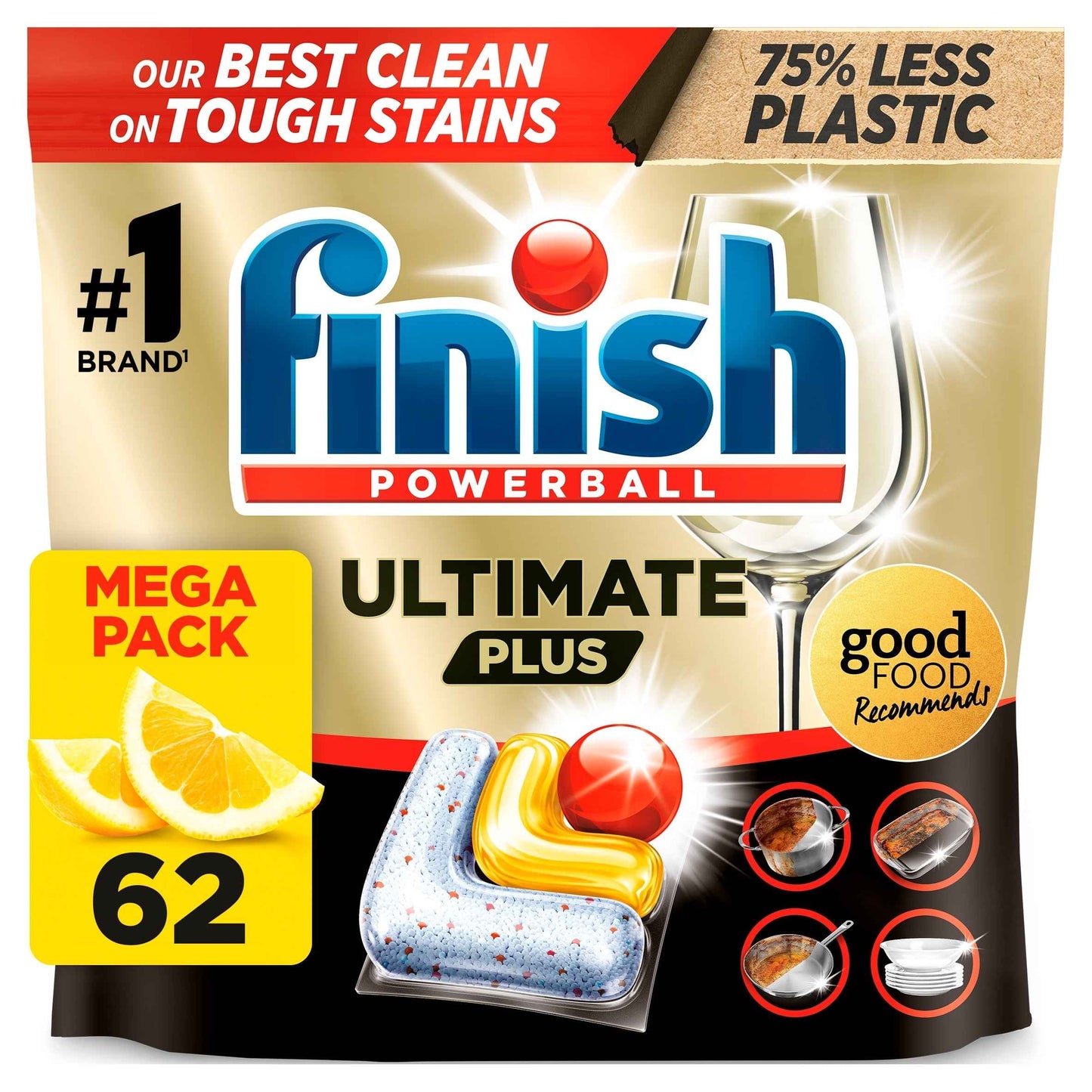 FINISH Ultimate Plus All In One Dishwasher Tablets - Lemon 62 Pack