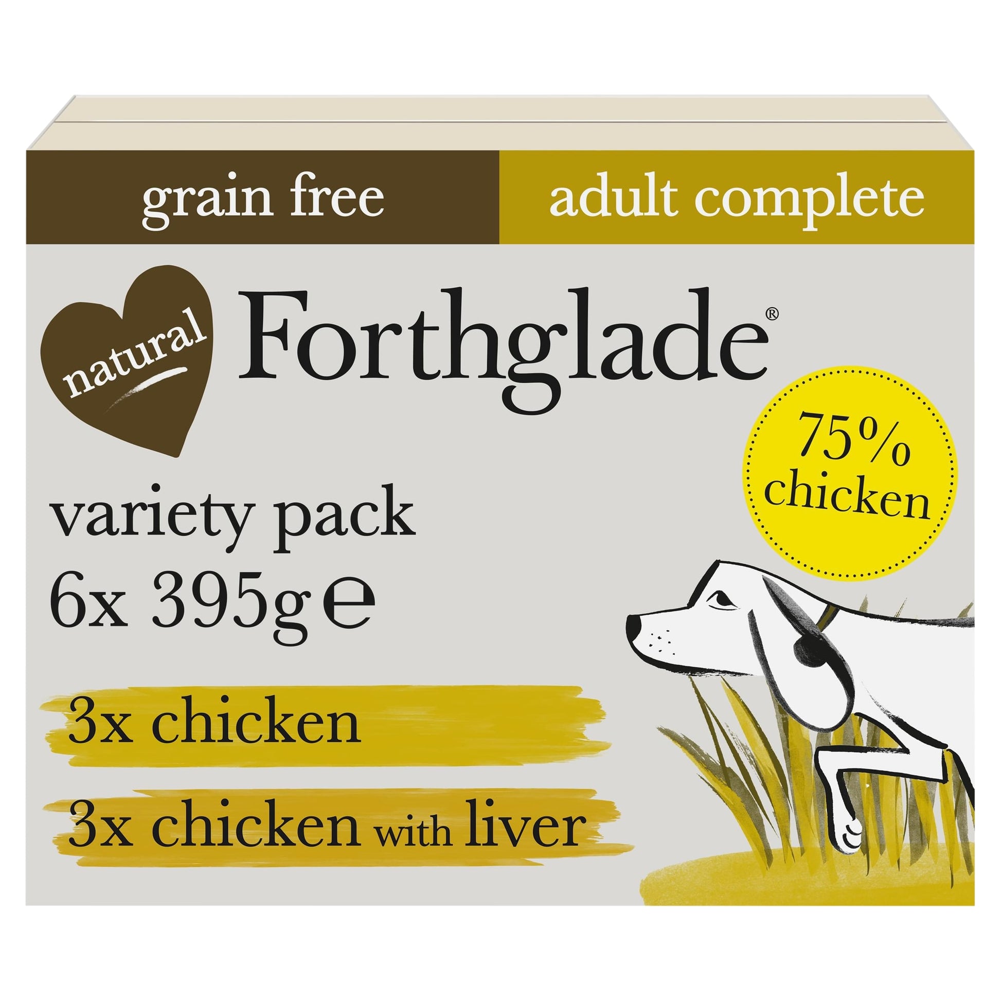 Forthglade Grain Free Chicken & Chicken with Liver Variety 6 Pack 6x395g — image 1