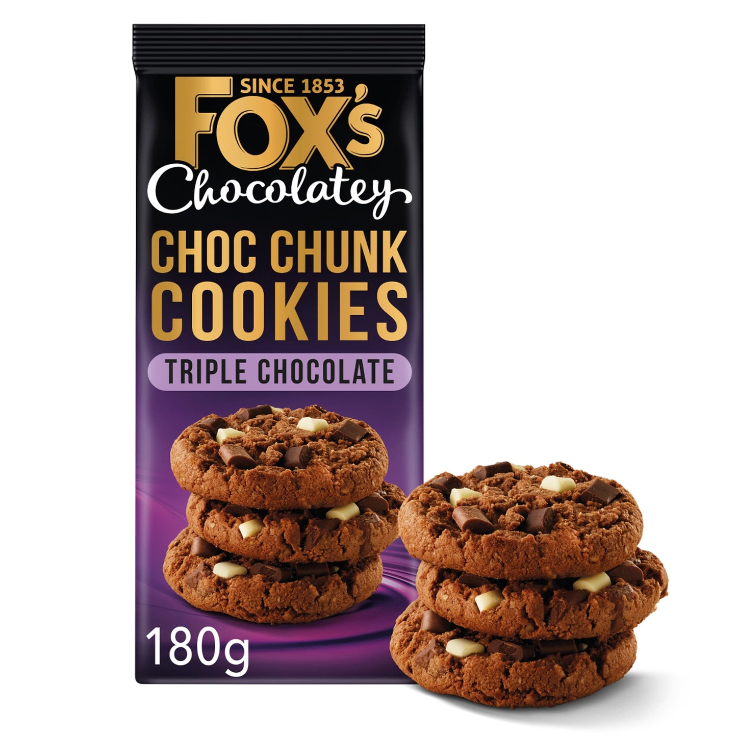 Fox's Chocolatey Choc Chunk Cookies Triple Chocolate 180g — image 1