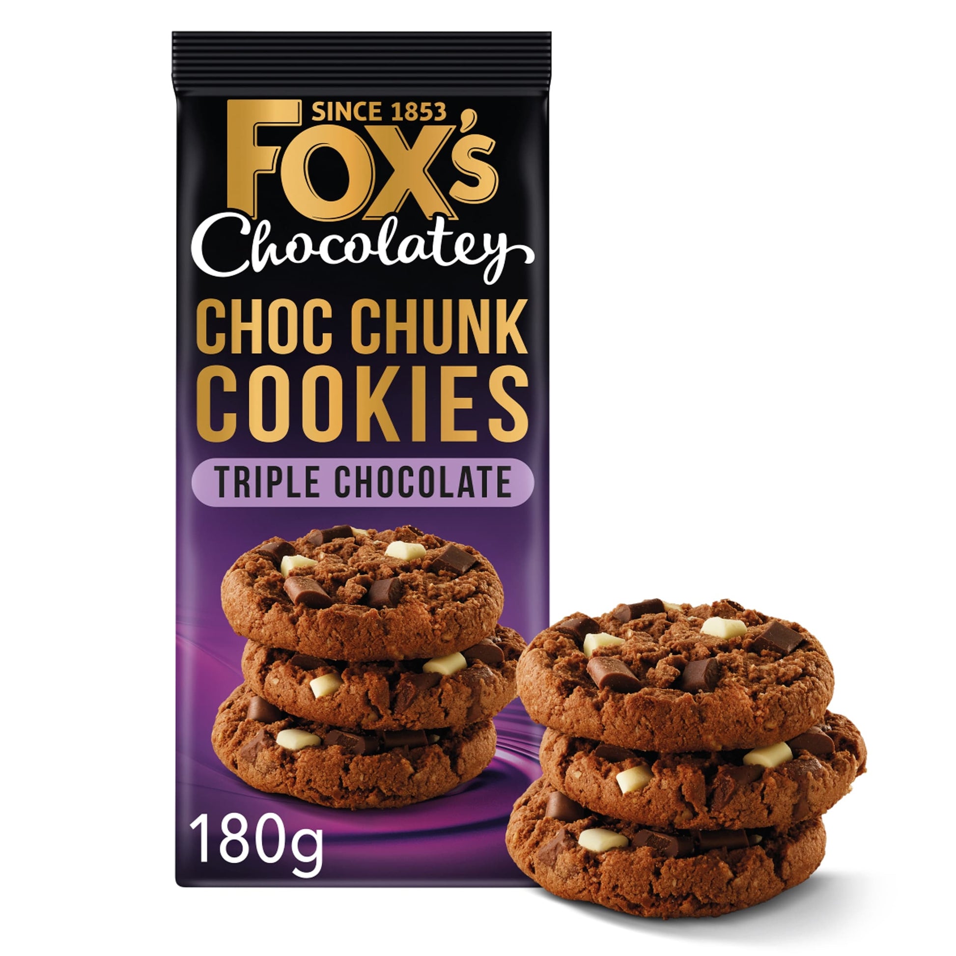 Fox's Chocolatey Choc Chunk Cookies Triple Chocolate 180g — image 1