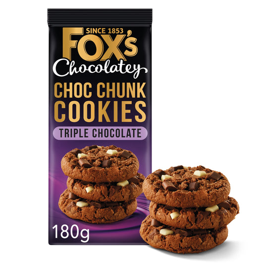 Fox's Chocolatey Choc Chunk Cookies Triple Chocolate 180g — image 1