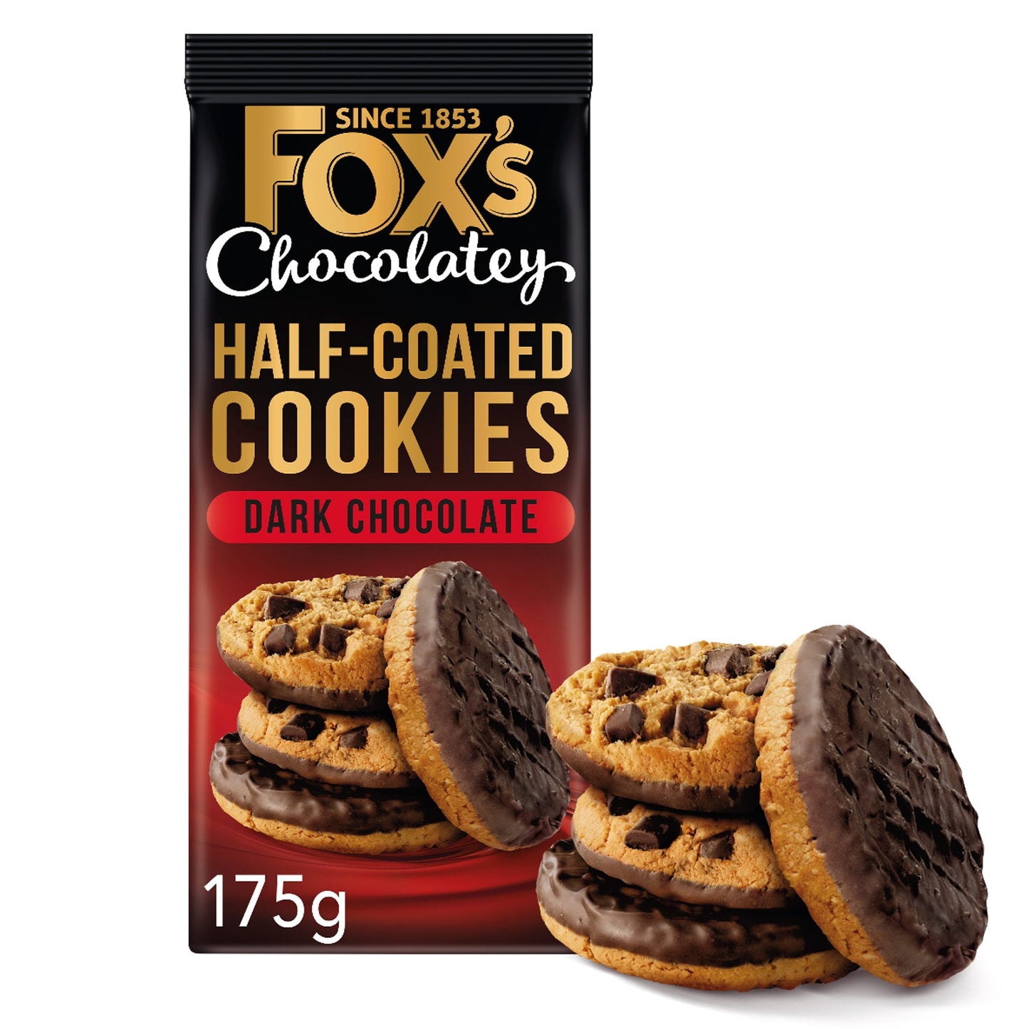 Fox's Fabulous Half Coated Dark Chocolate Cookies 175g — image 1