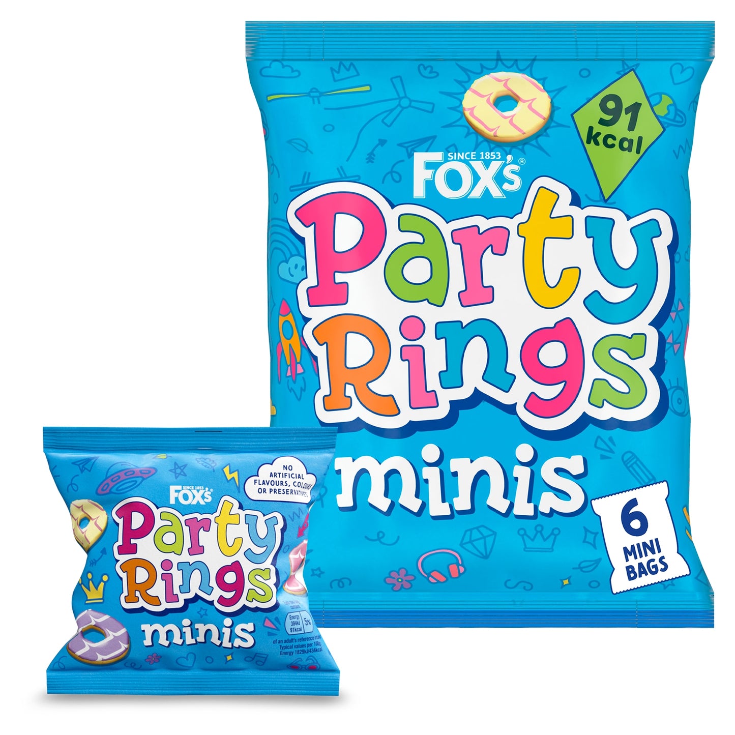 Fox's Party Rings Mini Biscuits Multipack, 6 x 21g — image 1