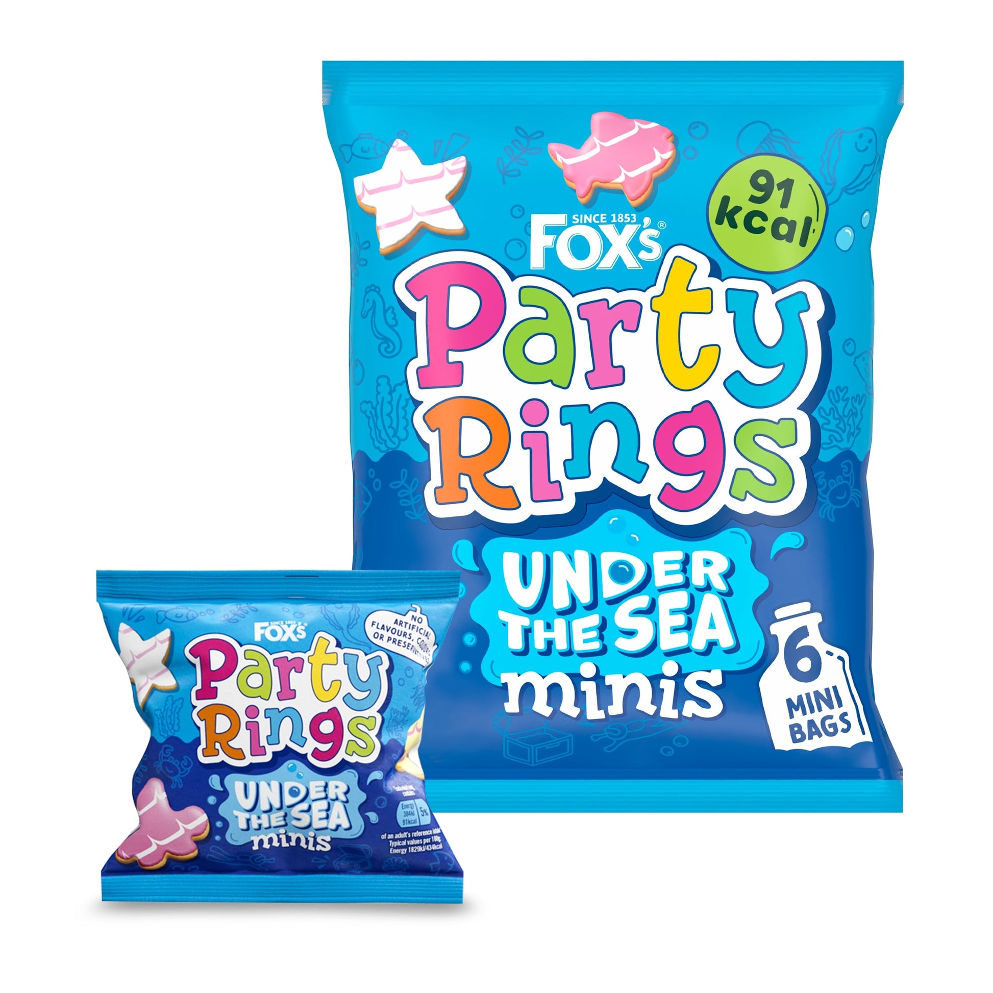Fox's Party Rings Under The Sea Mini Iced Biscuits 6 x 21g — image 1