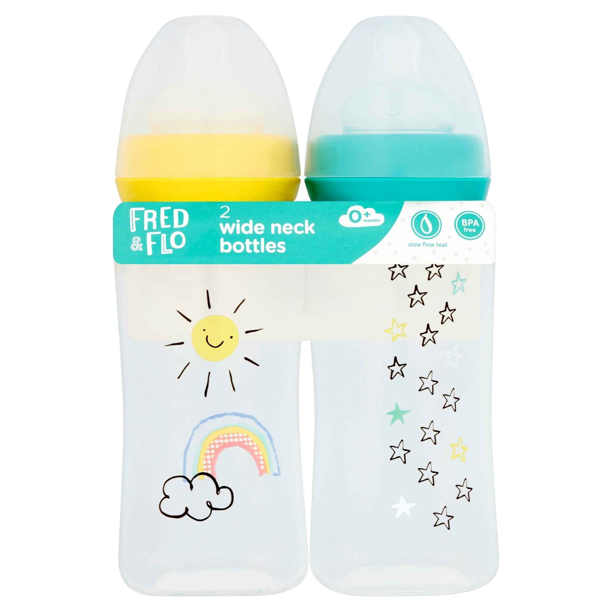 FRED & FLO Wide Neck Bottle 2 X 250ml