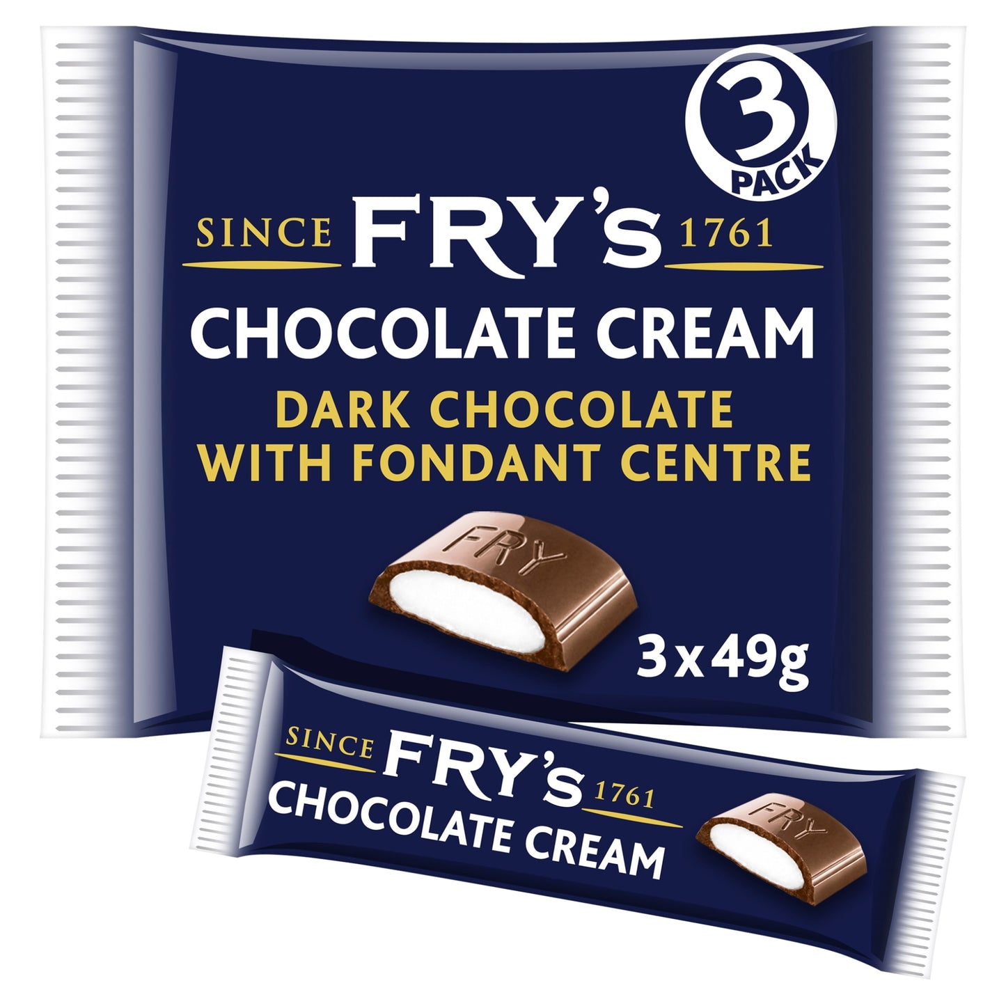 Fry's Chocolate Cream Chocolate Bar 3 Pack Multipack 147g — image 1