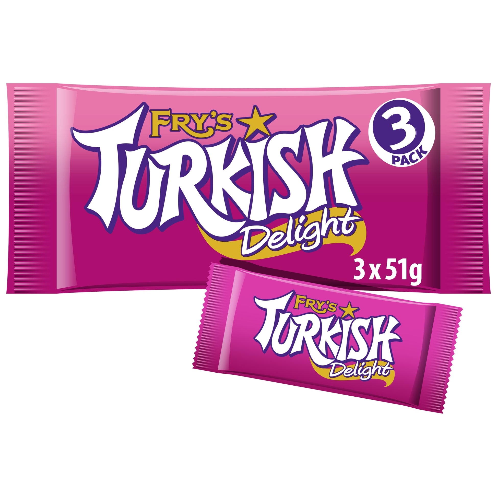 Fry's Turkish Delight Chocolate Bar 3 Pack Multipack 153g — image 1