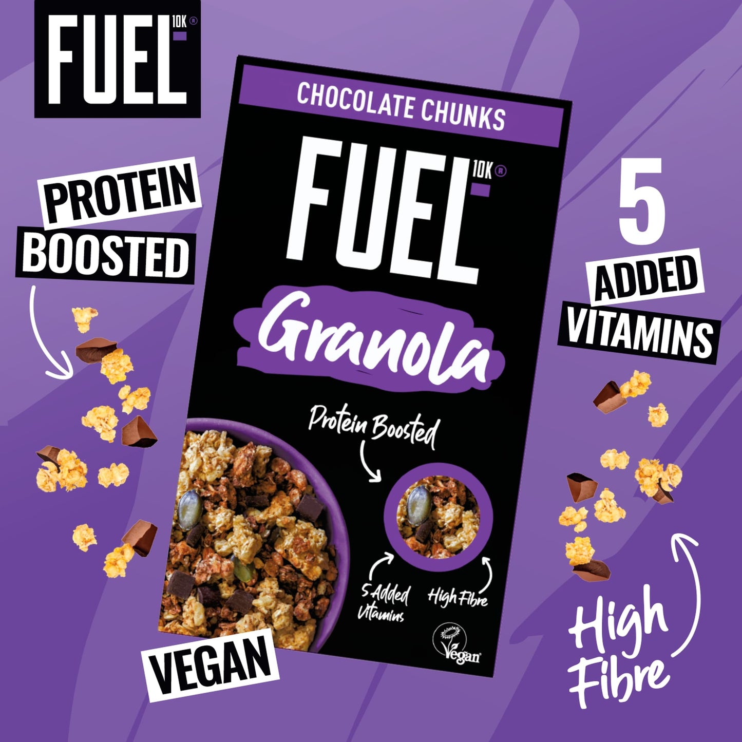 FUEL10K Chocolate Chunks Protein Granola Breakfast Cereal 400g — image 2