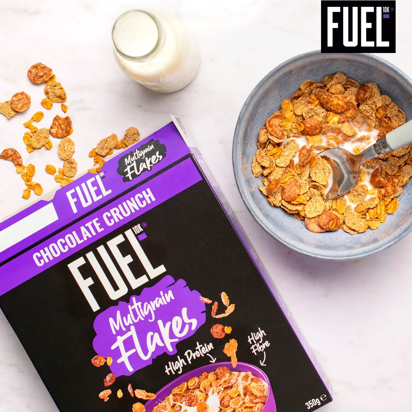 FUEL10K Chocolate Multigrain Flakes High Protein Breakfast Cereal 350g — image 3