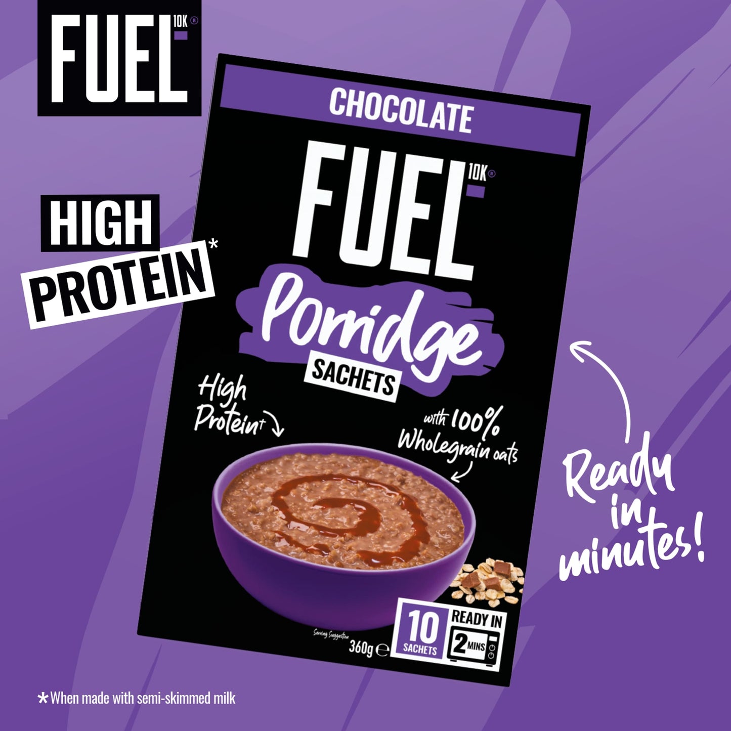 FUEL10K Chocolate Protein Porridge Oat Cereal Sachets 10x36g — image 2