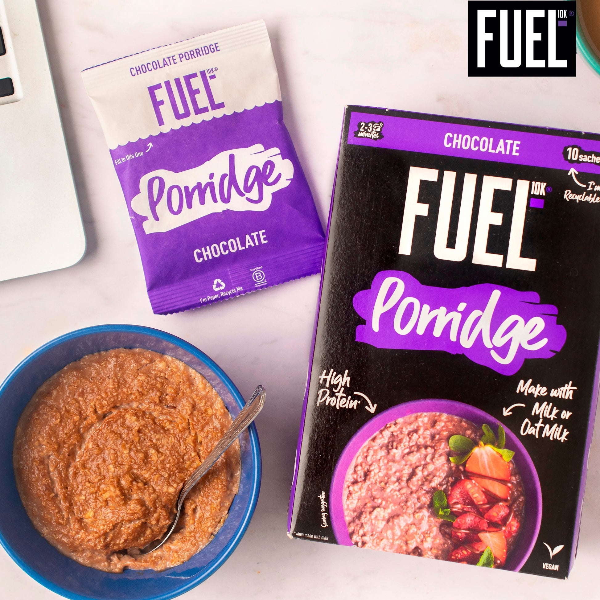 FUEL10K Chocolate Protein Porridge Oat Cereal Sachets 10x36g — image 3