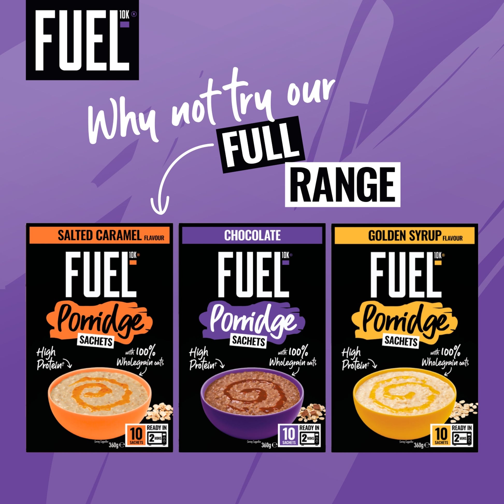 FUEL10K Chocolate Protein Porridge Oat Cereal Sachets 10x36g — image 4