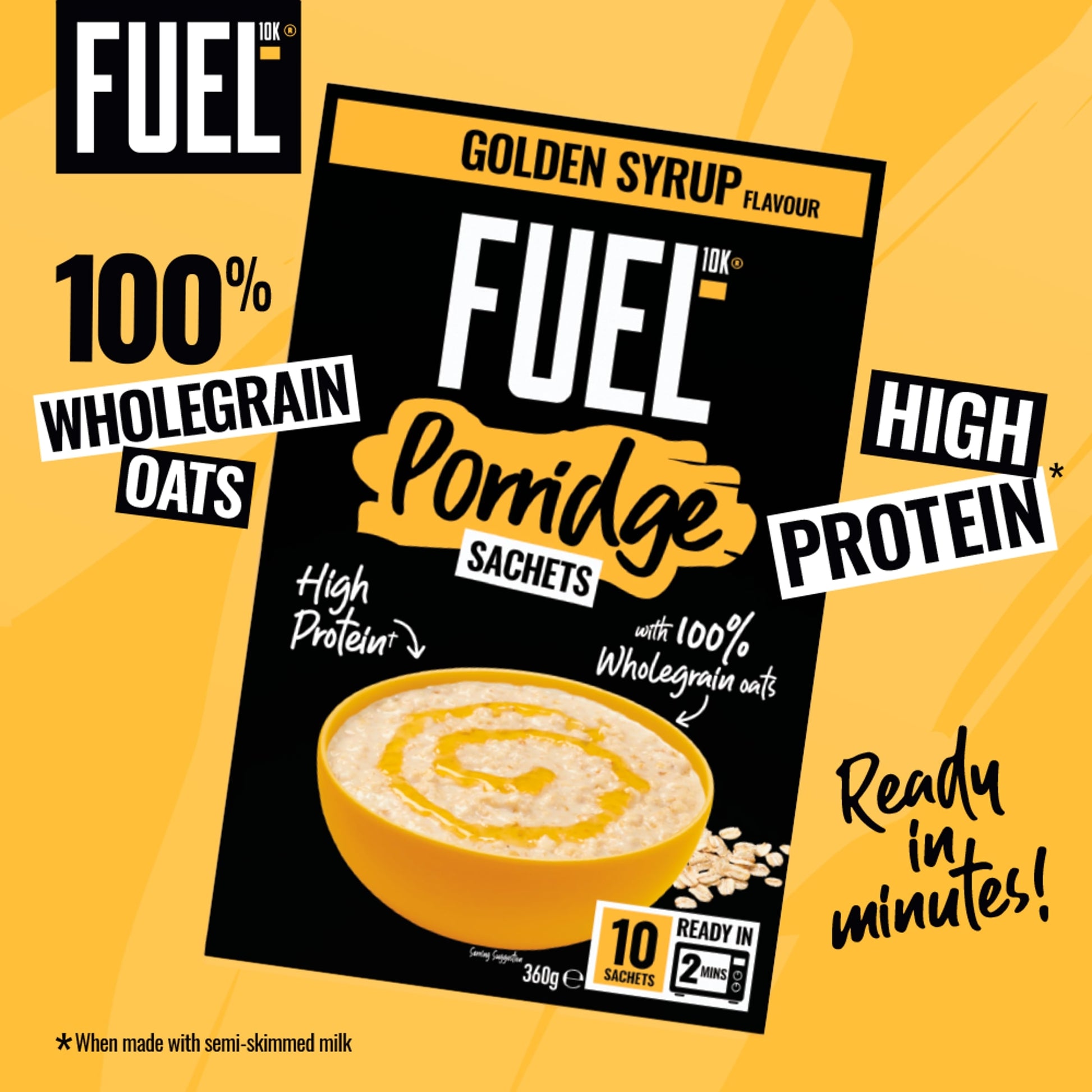 FUEL10K Golden Syrup Protein Porridge Oat Cereal Sachets 10x36g — image 2