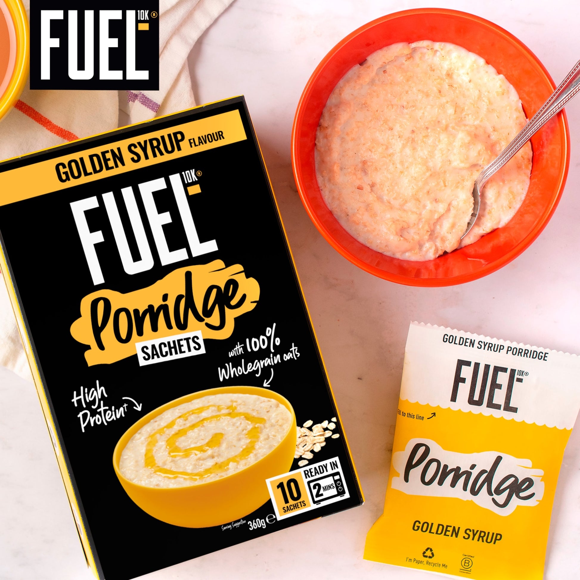 FUEL10K Golden Syrup Protein Porridge Oat Cereal Sachets 10x36g — image 3