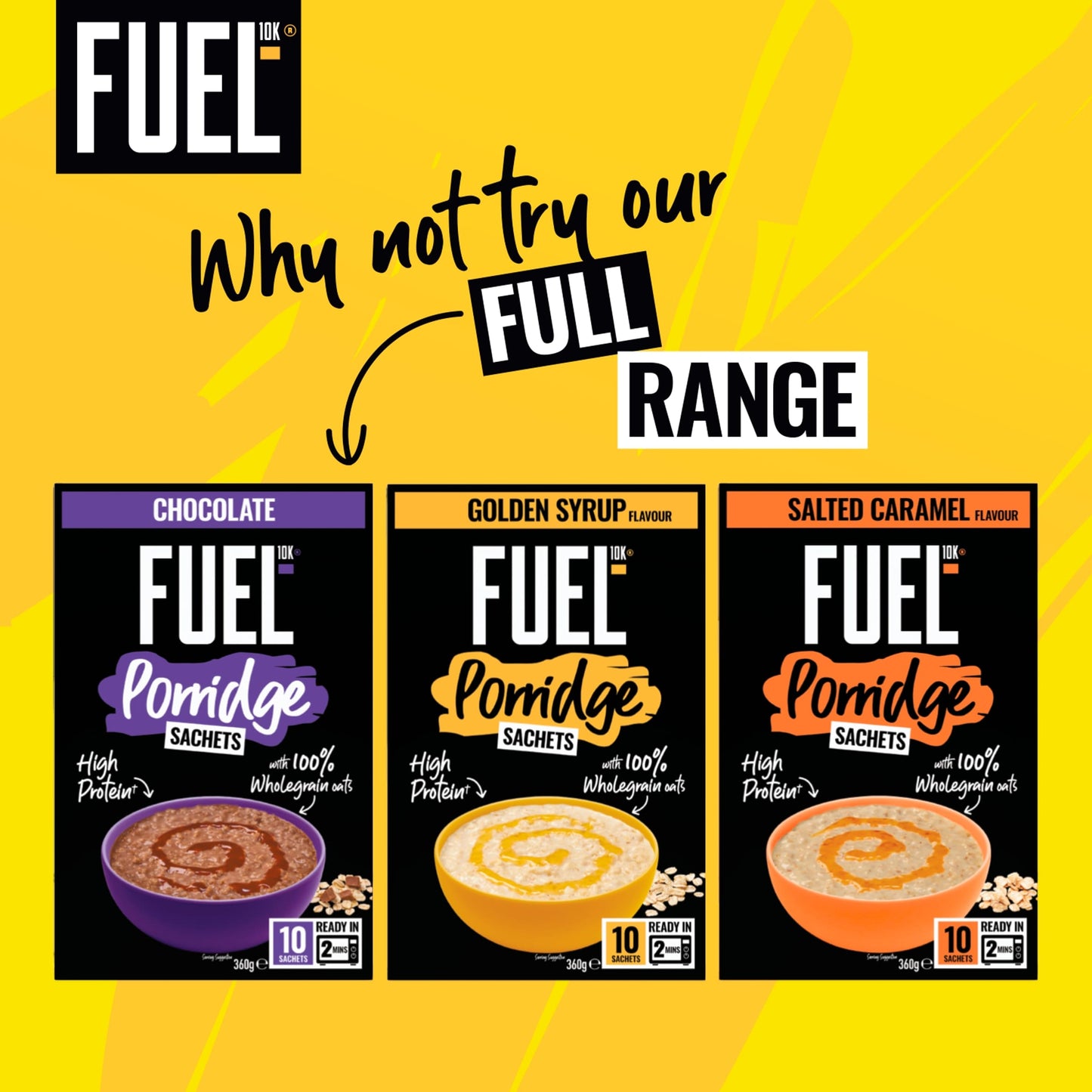 FUEL10K Golden Syrup Protein Porridge Oat Cereal Sachets 10x36g — image 4