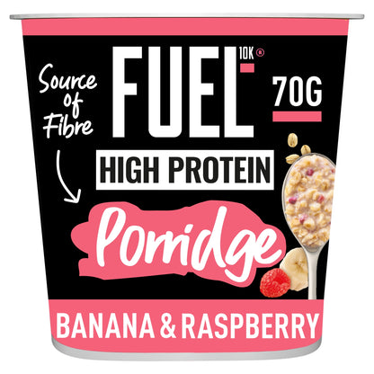 FUEL10K High Protein Banana & Raspberry Porridge Oat Cereal Pot 70g — image 1