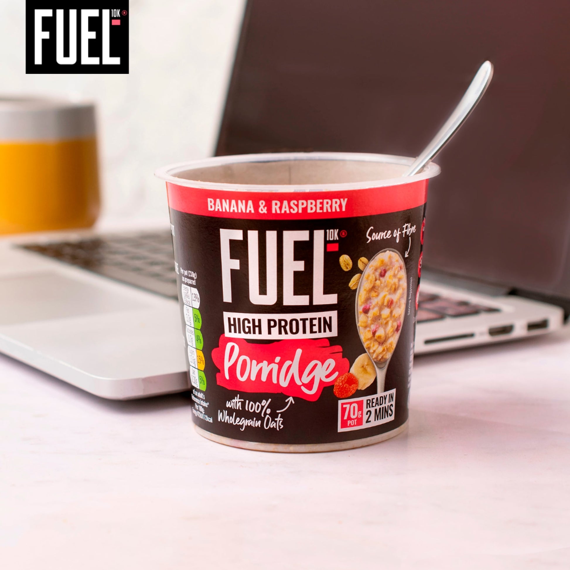 FUEL10K High Protein Banana & Raspberry Porridge Oat Cereal Pot 70g — image 4