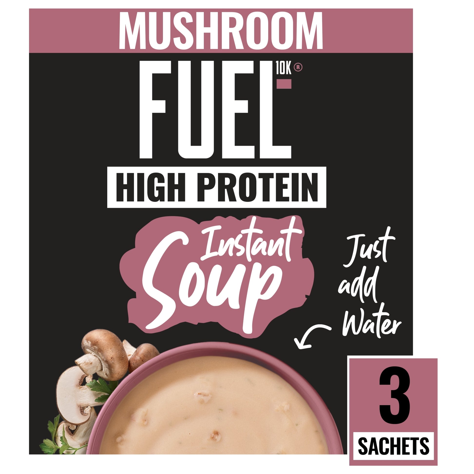 FUEL10K High Protein Mushroom Instant Cup Soup 3 Packet 64g — image 1