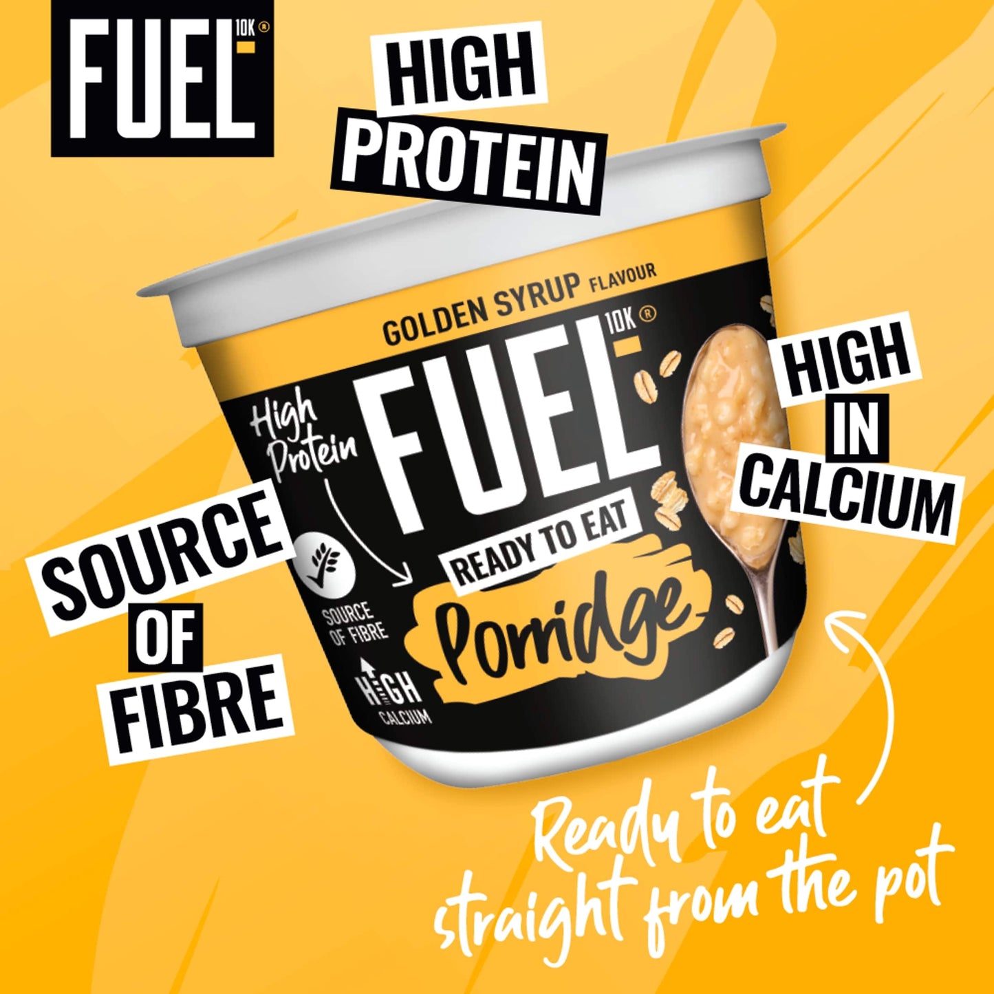 FUEL10K Ready to Eat Golden Syrup Flavour Oat High Protein Porridge Pot 210g — image 2