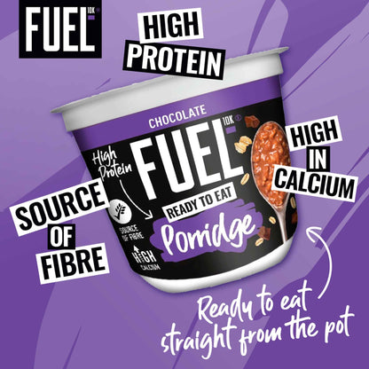 FUEL10k Ready To Eat Protein Porridge Oat Cereal Pot Chocolate 210g