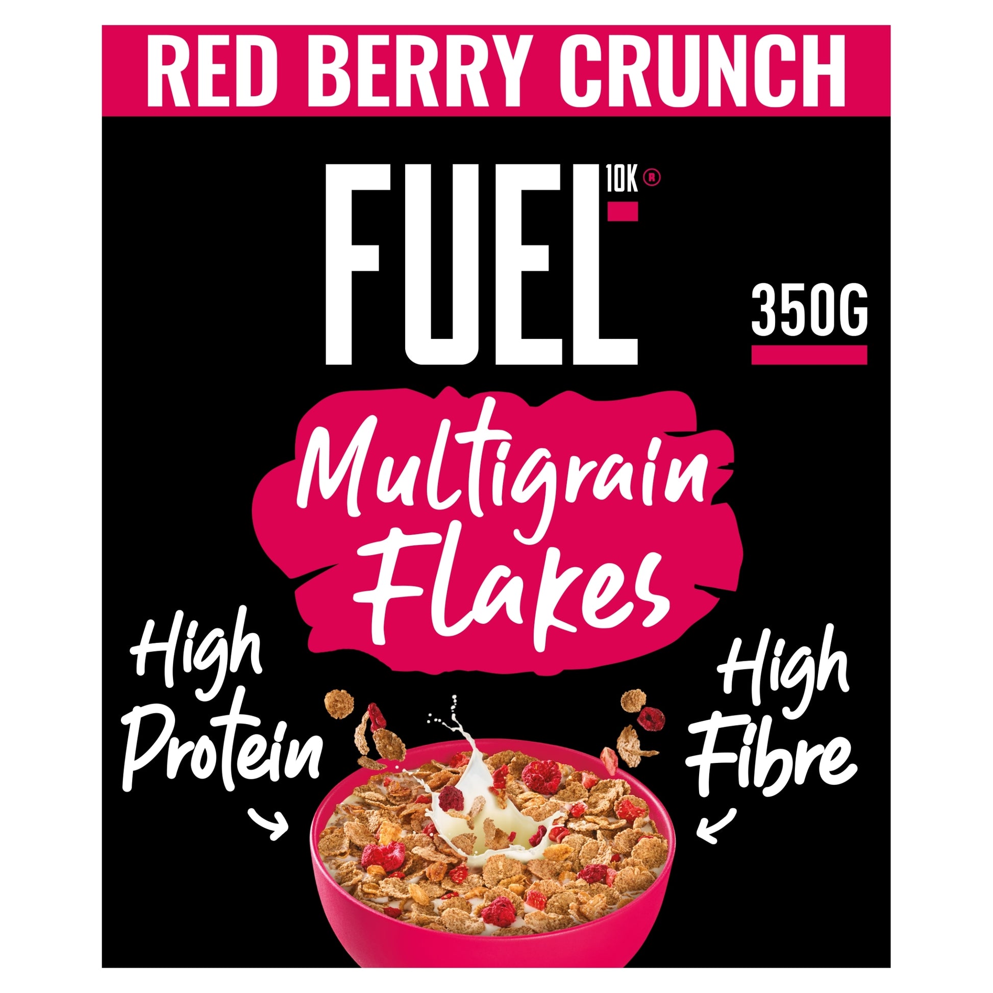 FUEL10K Red Berry Multigrain Flakes High Protein Breakfast Cereal 350g — image 1