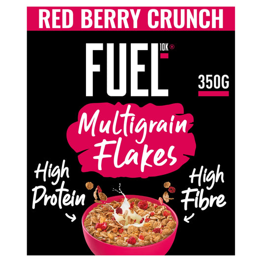 FUEL10K Red Berry Multigrain Flakes High Protein Breakfast Cereal 350g — image 1