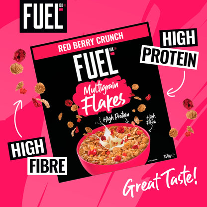 FUEL10K Red Berry Multigrain Flakes High Protein Breakfast Cereal 350g — image 2