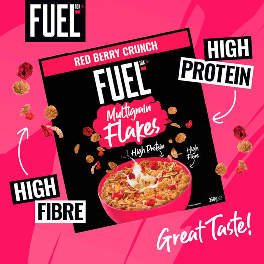 FUEL10k Red Berry Multigrain Flakes High Protein Breakfast Cereal 350g