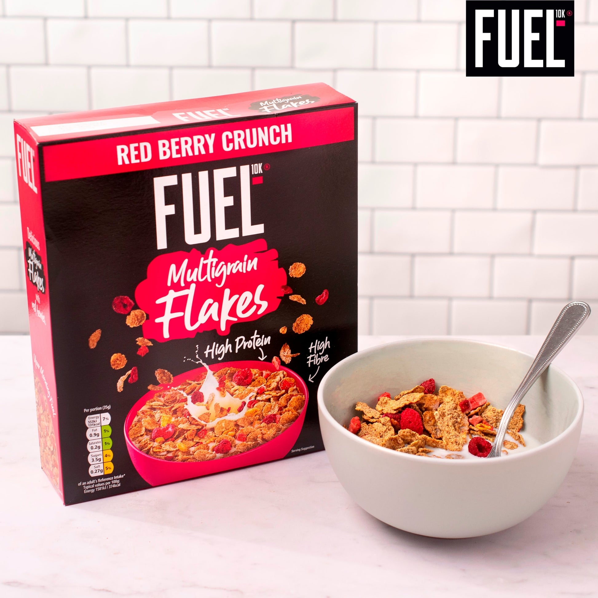 FUEL10K Red Berry Multigrain Flakes High Protein Breakfast Cereal 350g — image 5