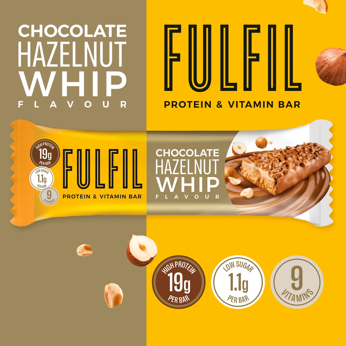 Fulfil Chocolate Hazelnut Whip Flavour Protein & Vitamin Bar 55g — image 2