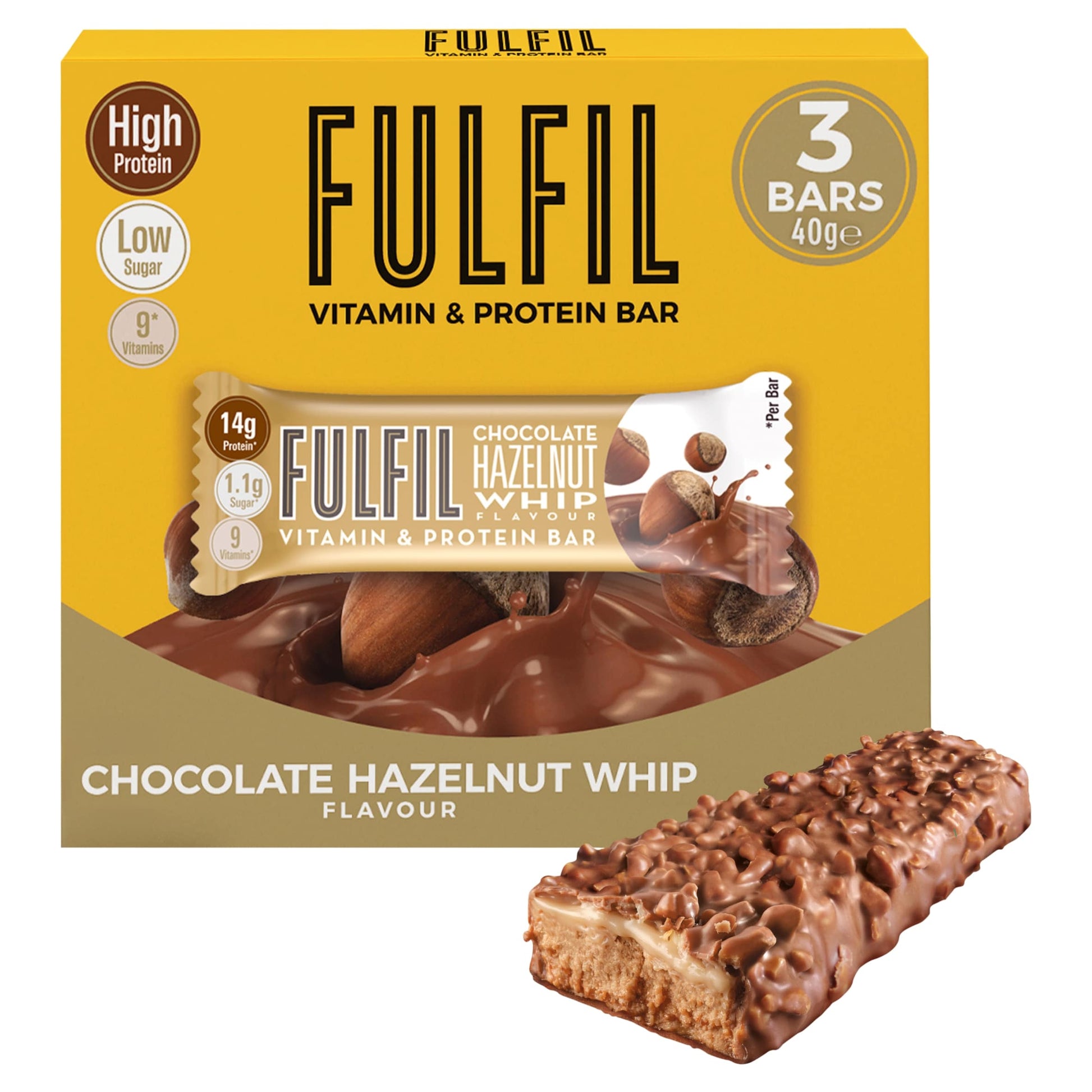 Fulfil Chocolate Hazelnut Whip Vitamin & Protein Bar 3 x 40g — image 1