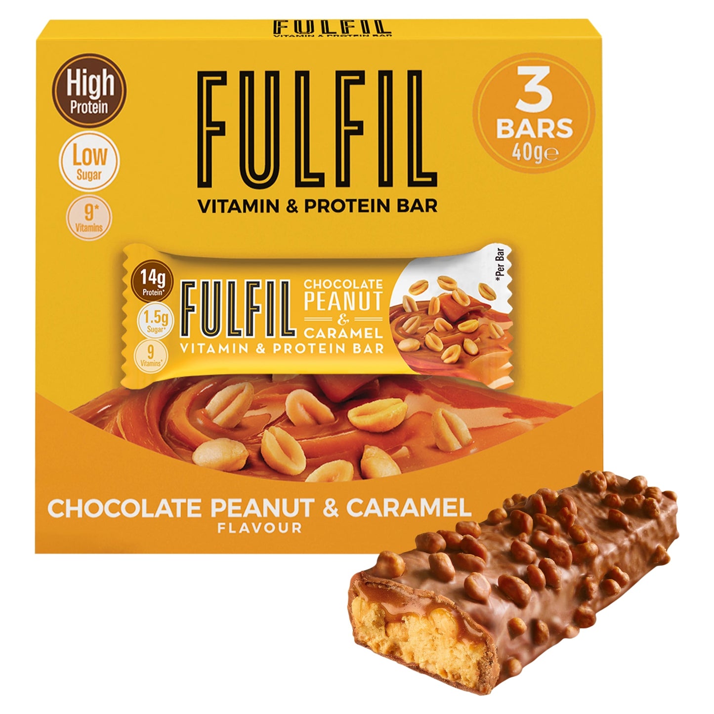 Fulfil Chocolate Peanut And Caramel Bar 3 X 40G — image 1