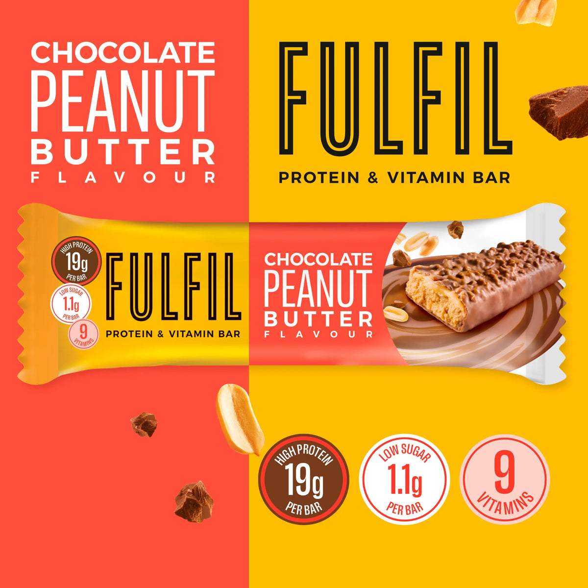 Fulfil Chocolate Peanut Butter Protein & Vitamin Bar 55g — image 2