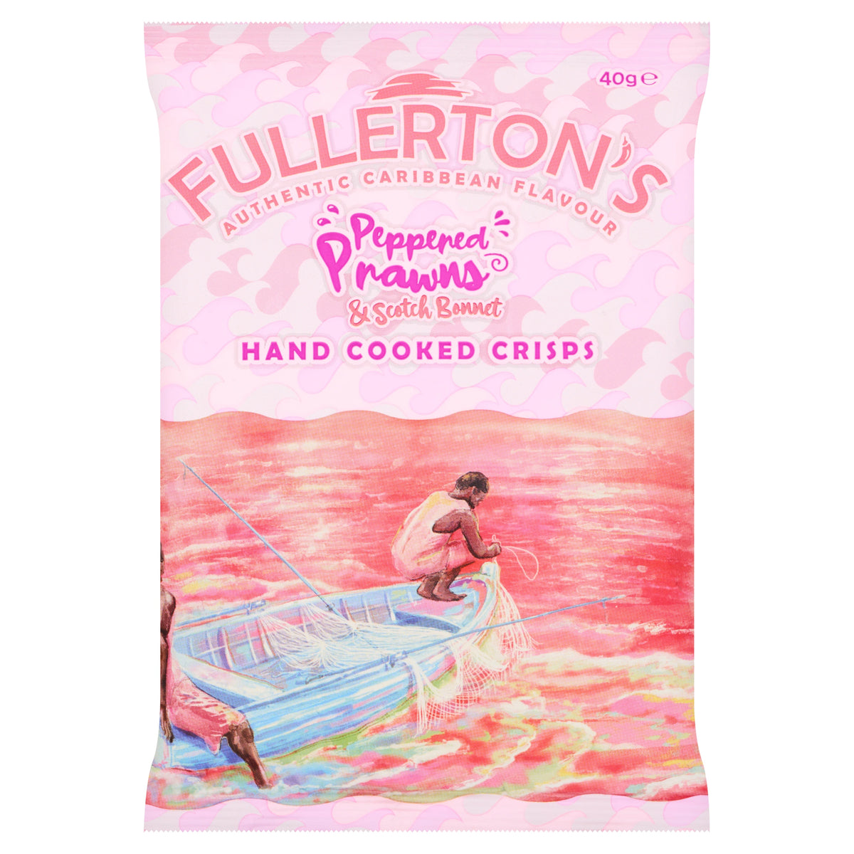 Fullerton’s Peppered Prawns & scotch Bonnet Hand cooked Crisps 40g — image 1